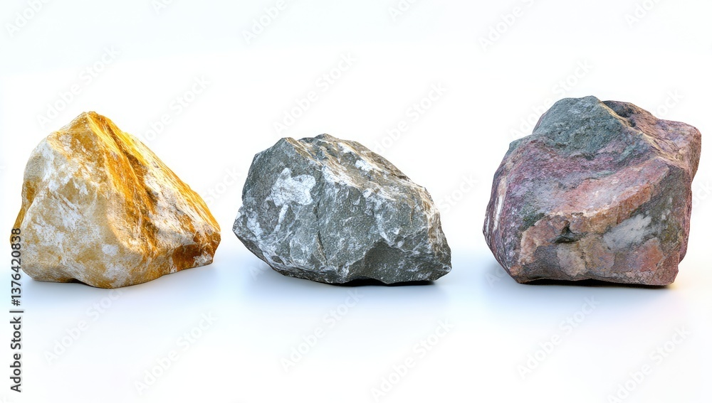 Three rocks, various colors Three rocks, various colors