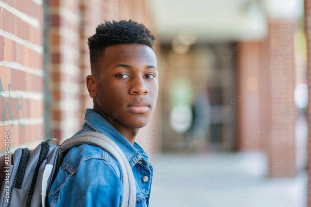 Fototapeta premium Portrait of a high school African American male student