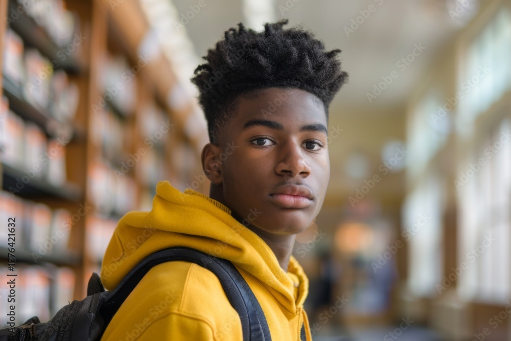 Fototapeta premium Portrait of a high school African American male student