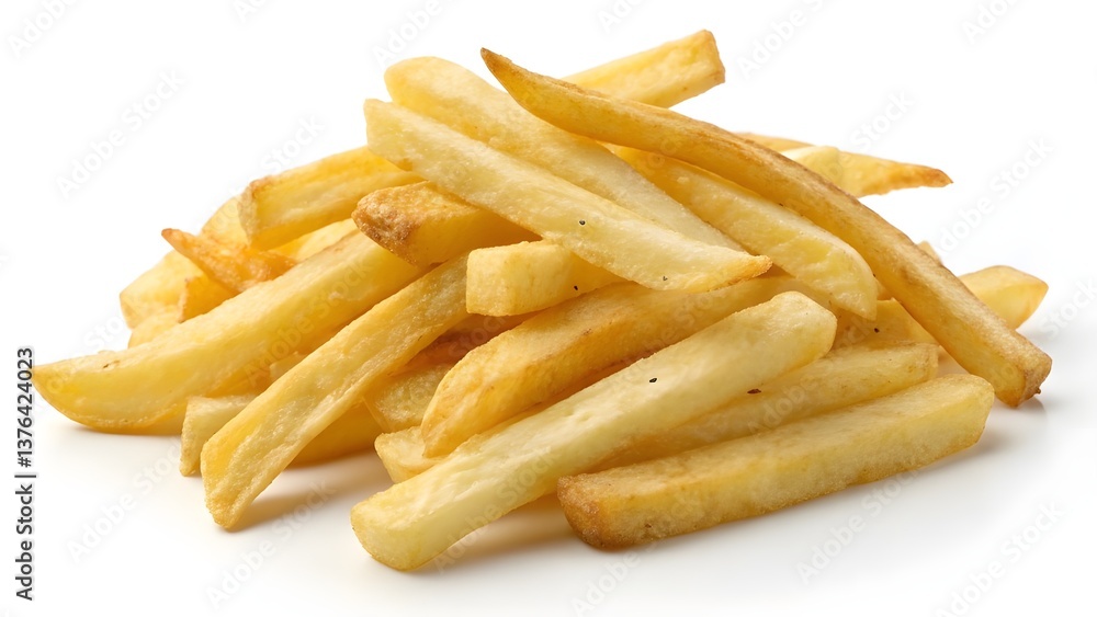 French fries isolated on white background, snacks, fast food, junk food, potatoes French fries isolated on white background, snacks, fast food, junk food, potatoes
