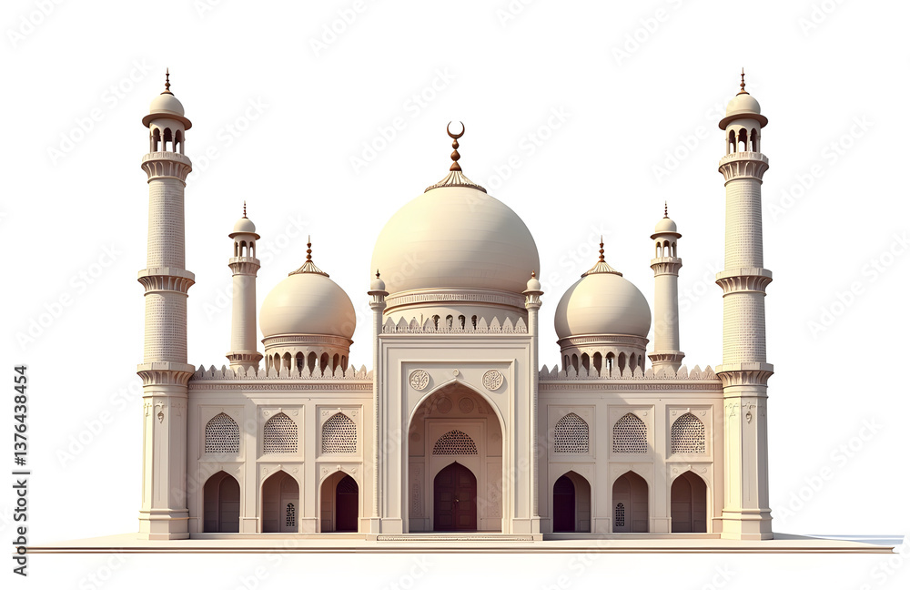 Obraz premium The Mosque Was A Place Of Worship For Muslims, Providing A Sacred Space For Prayer And Contemplation Daily Within Its W