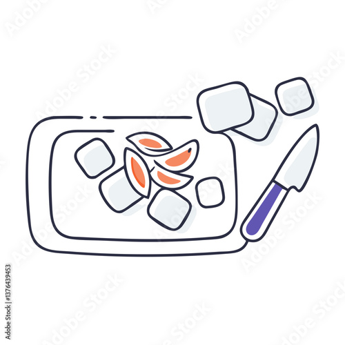 Chopped vegetables on cutting board