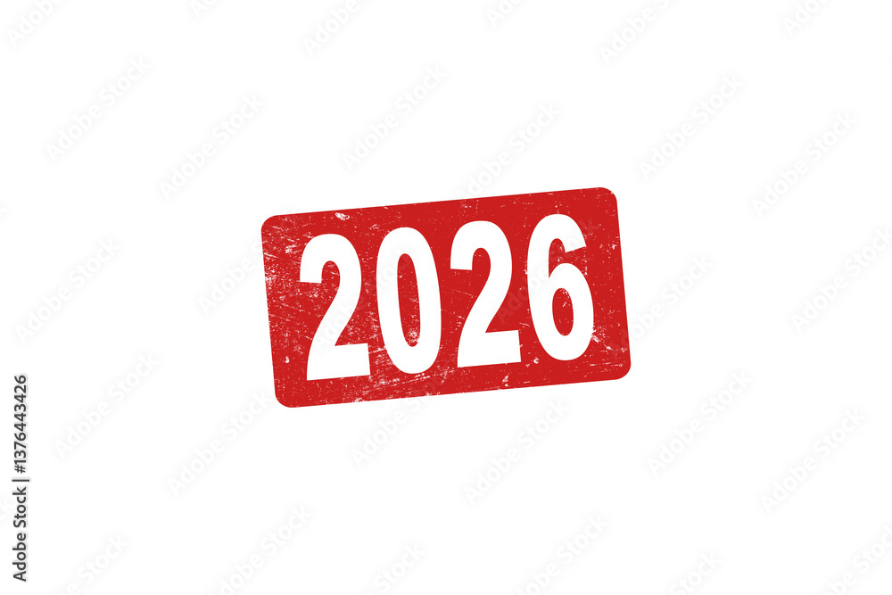 Red Rubber stamping that says '2026' Red Rubber stamping that says '2026'