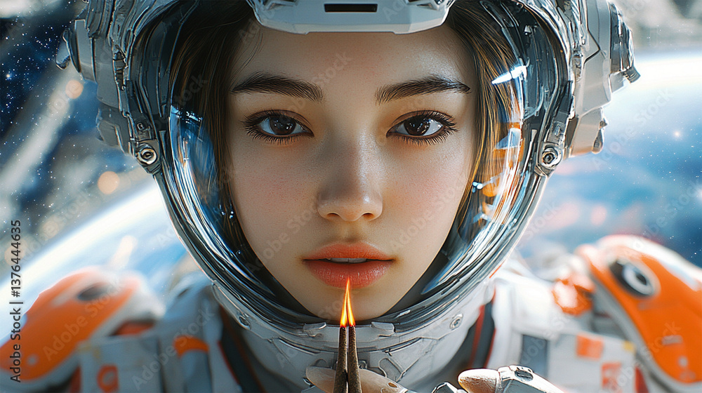 girl astronaut in a spacesuit, against the backdrop of space girl astronaut in a spacesuit, against the backdrop of space