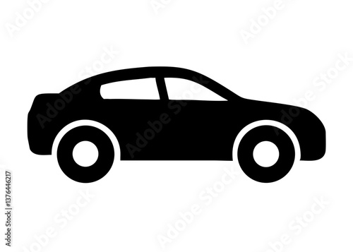 Solid black sports car icon vector representing speed power and modern vehicle silhouette

