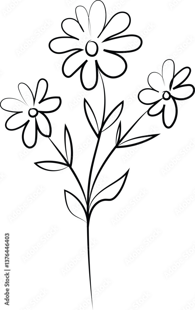 Naklejka premium Floral Vector Pattern with Flowers 