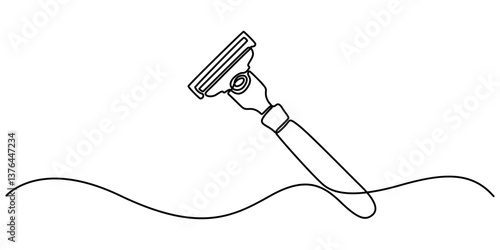 Razor Blade Continuous Line Icon, Razor  line art drawing illustration, Continuous line drawing of shaving razor, shave beard, one line, single line art, hand drawn, vector illustration, minimalist.