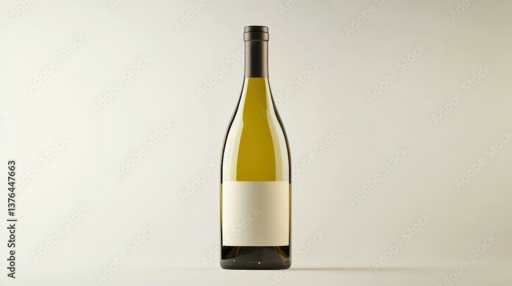 White wine bottle mock up isolated on white background White wine bottle mock up isolated on white background