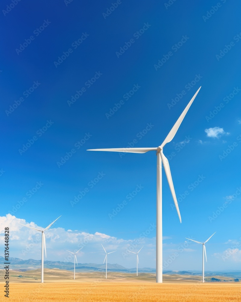 Renewable Energy Wind Turbines Generating Clean Power Under Bright Blue Skies Renewable Energy Wind Turbines Generating Clean Power Under Bright Blue Skies