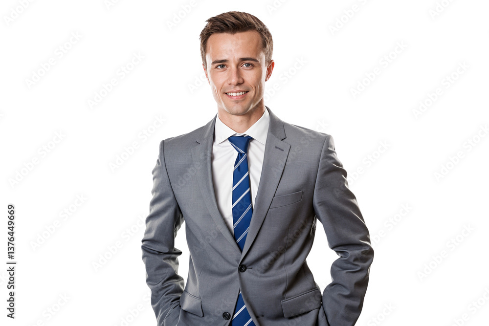 Portrait of a handsome businessman smiling, formal style, isolated on white background Portrait of a handsome businessman smiling, formal style, isolated on white background