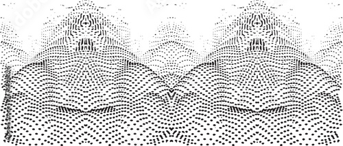 Monochrome texture composed of irregular graphic elements. Distressed uneven grunge background. Abstract vector illustration. Overlay for interesting effect and depth. Isolated on white background.

