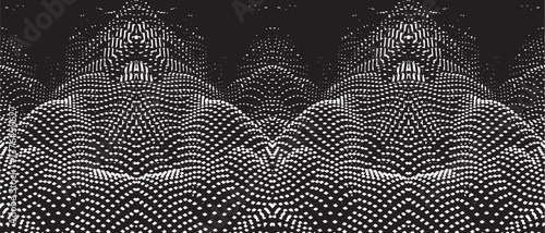 Monochrome texture composed of irregular graphic elements. Distressed uneven grunge background. Abstract vector illustration. Overlay for interesting effect and depth. Isolated on white background.
