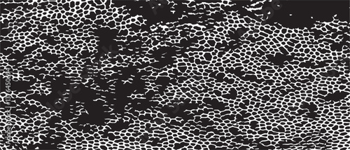 Monochrome texture composed of irregular graphic elements. Distressed uneven grunge background. Abstract vector illustration. Overlay for interesting effect and depth. Isolated on white background.
