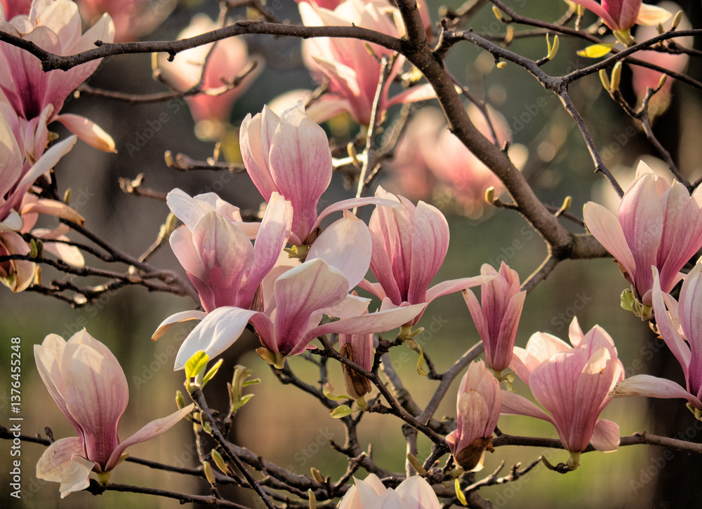 Magnolia tree in bloom in early spring