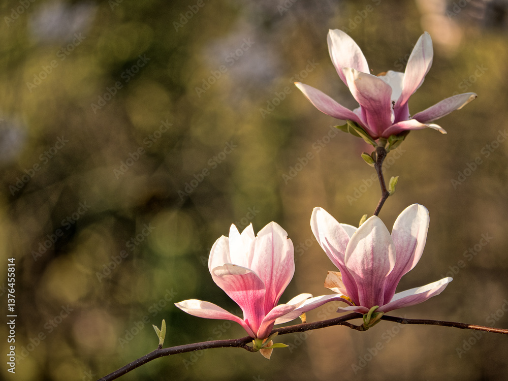 Magnolia tree in bloom in early spring