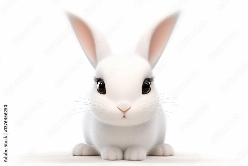 3D adorable white bunny isolated on plain white background 3D adorable white bunny isolated on plain white background