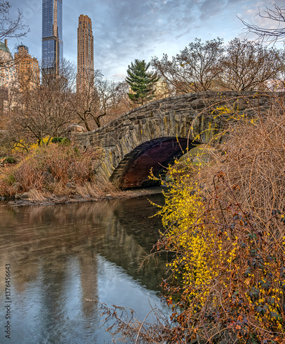 Obraz na płótnie Gapstow Bridge in Central Park, early spring w salonie