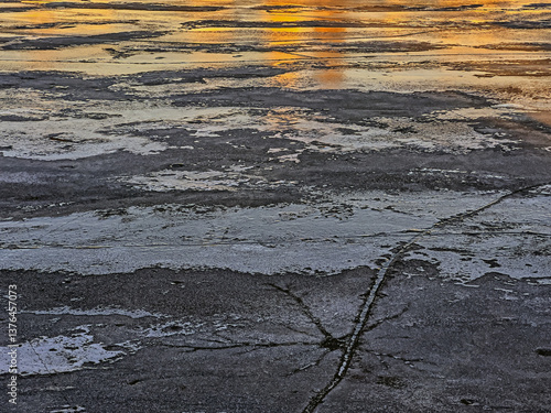 Obraz na płótnie Frozen water in Central Park, New York City at the lake w salonie