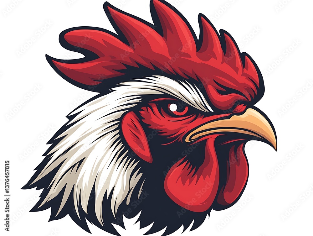 Rooster Head with Vector Illustration. Rooster Head with Vector Illustration.