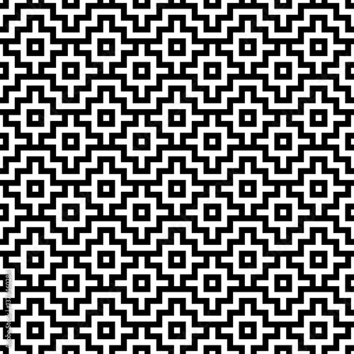 Seamless pattern with Inca crosses ornament. Ethnic embroidery background. Tribal wallpaper. Ethnical folk image. Tribe motif. Ancient mosaic. Digital paper for web design, textile print. Vector art.