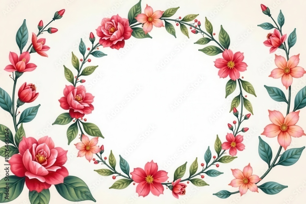 Elegant floral wreath wedding invitation template, rose, download Elegant floral wreath wedding invitation template, rose, download