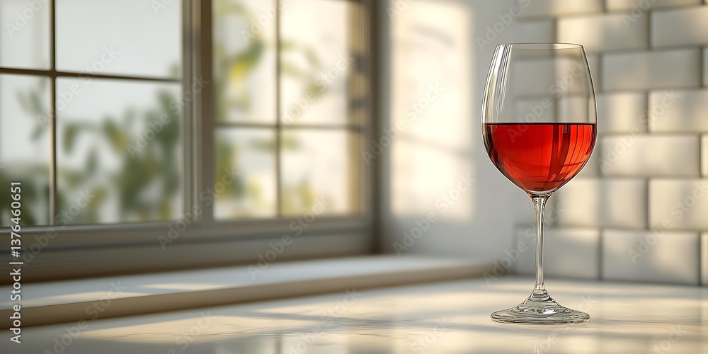 A liquid in a tall glass near a window with a background with rectangles. A liquid in a tall glass near a window with a background with rectangles.