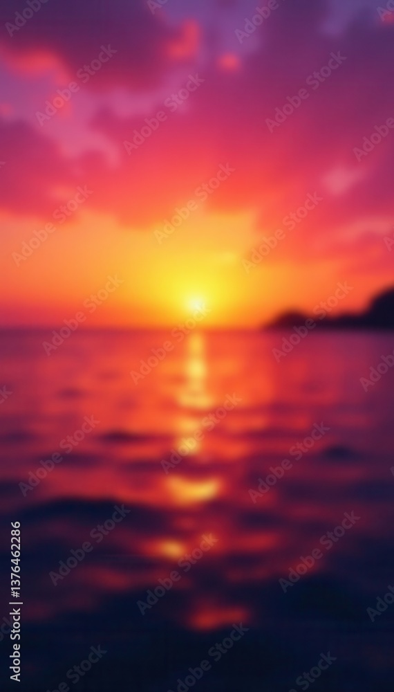 Naklejka premium Blurred sunset, intense color gradients, ethereal mood, color, scene