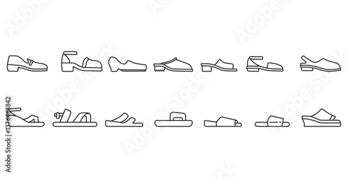 Women shoes line icon. Sandals shoes vector illustration icon. Fashion icons collection with editable strokes in transparent background. Icon set.