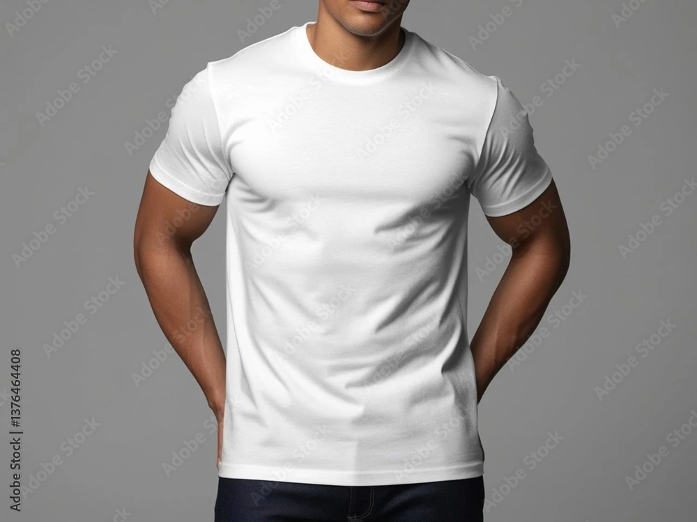 blank white t shirt use by model on gray background blank white t shirt use by model on gray background