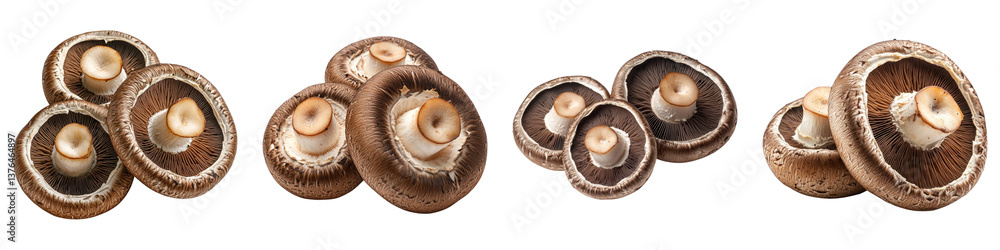 Portobello mushroom isolated on transparent background. PNG , Set of Portobello mushroom isolated on transparent background. PNG , Set of