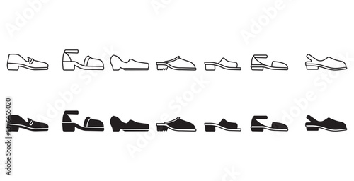 Simple flat icon of women's shoes. Modern and classic women's sandals vector illustration icon. Fashion icon on black and transparent background. Fashion icon.