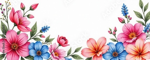 Vibrant watercolor floral bouquet, intricate details, background, illustration