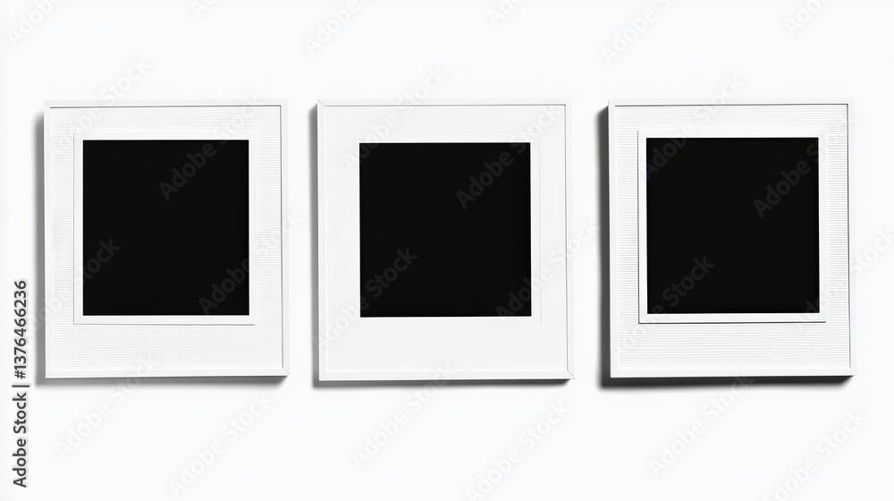 Three White Frames Mockup Isolated on White Background, Picture Frame, Empty Frame Three White Frames Mockup Isolated on White Background, Picture Frame, Empty Frame