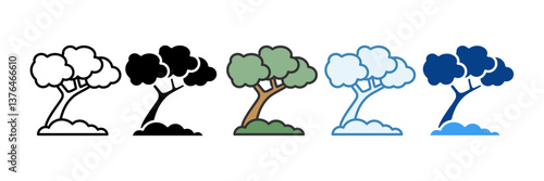 Tree  Icon Set Multiple Style Collection