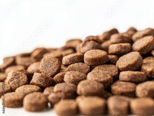 Pet Food: A close-up shot reveals a pile of dry pet food, perfect for showcasing textures and details