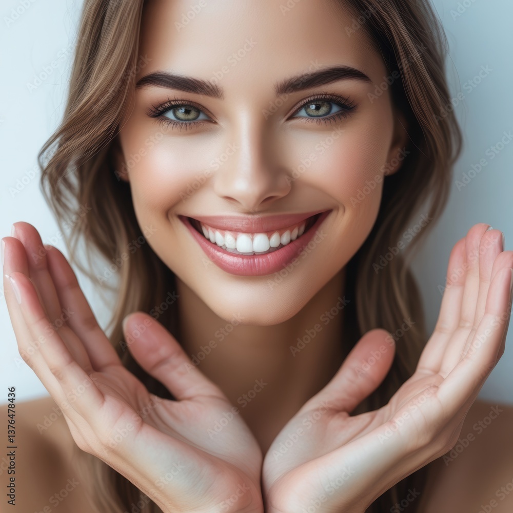 Obraz premium Joyful Young Woman Smiling Confidently: Beautiful Natural Beauty Portrait with Healthy White Teeth