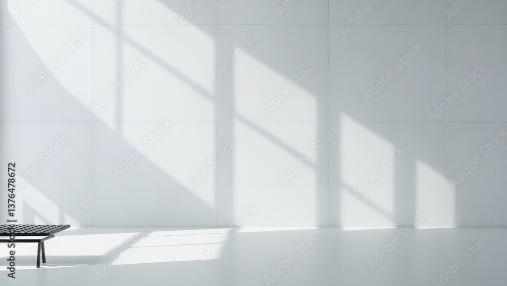 Minimalistic light background with shadow on wall in an empty room