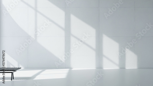 Obraz na płótnie Minimalistic light background with shadow on wall in an empty room w salonie