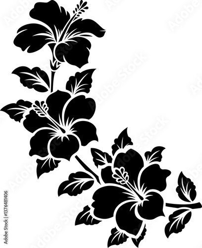 floral design element with hibiscus flowers