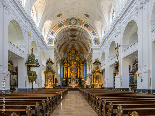 Interior of the church of saint John Baptist in Altotting, Bavaria, Germany