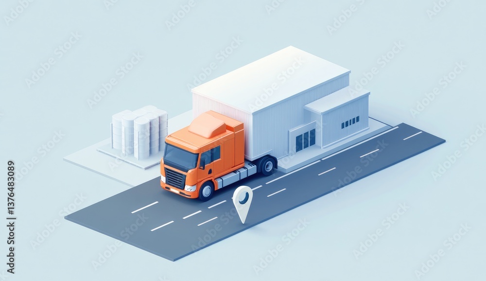 Shipping truck delivery route visualization Shipping truck delivery route visualization