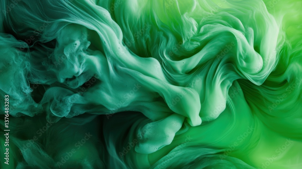 Fototapeta premium Dynamic green swirls abstract art digital creation vibrant atmosphere close-up visual rhythm