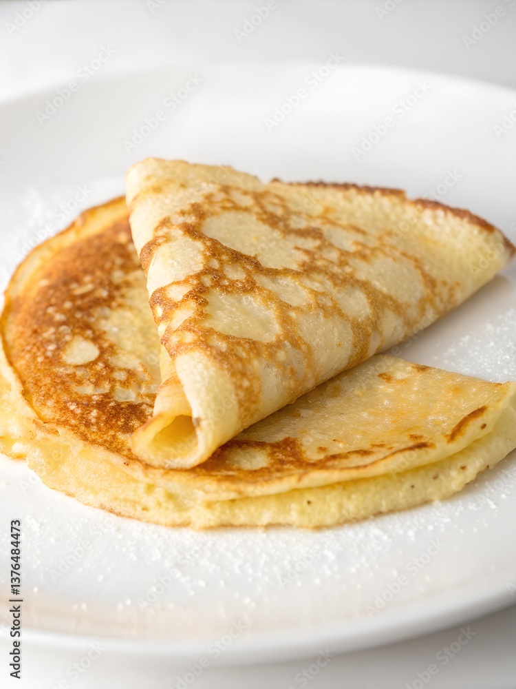 Folded Crepes on White Plate Folded Crepes on White Plate