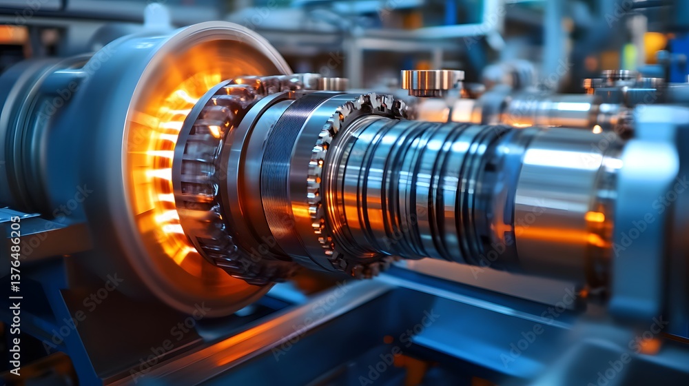 Close-up View of Industrial Machinery in a Factory - Manufacturing Process Equipment Close-up View of Industrial Machinery in a Factory - Manufacturing Process Equipment