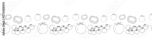 tomatoes decorative border in doodle style in vector