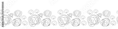 cabbage decorative border in doodle style in vector