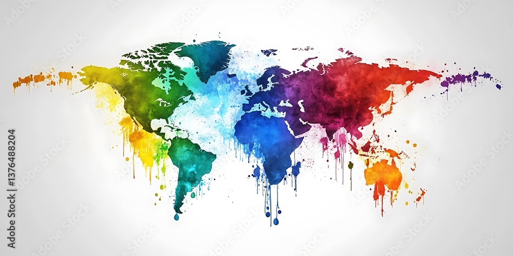 Fototapeta premium World Map Watercolor Style