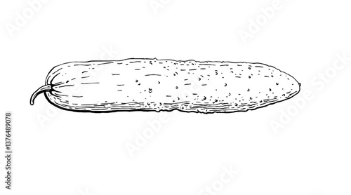 Cucumber. Vegetables. Hand drawn vector isolated sketch.