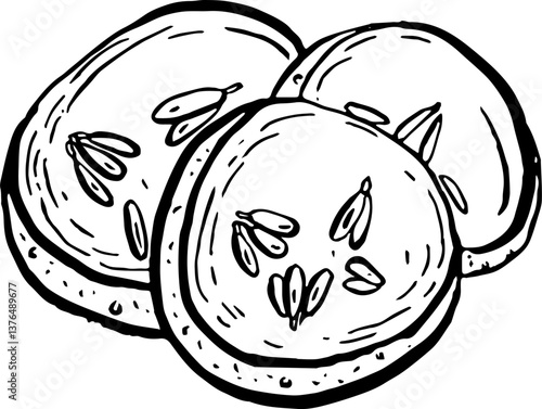 Cucumber. Vegetables. Hand drawn vector isolated sketch.