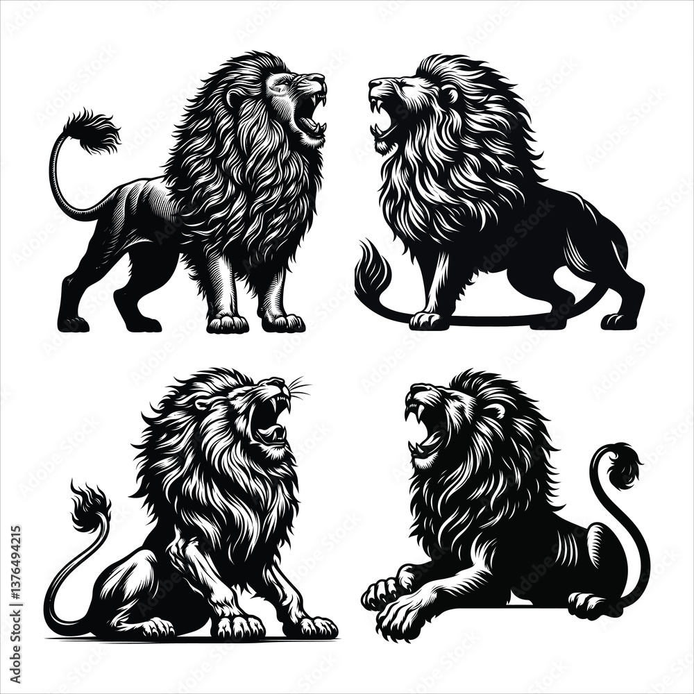 Obraz premium Minimalist Wildlife King Vector art collection. Easy to edit and customize for various design needs